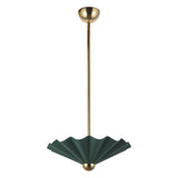Babette Medium LED Pendant 16", Hunter Green and Brass