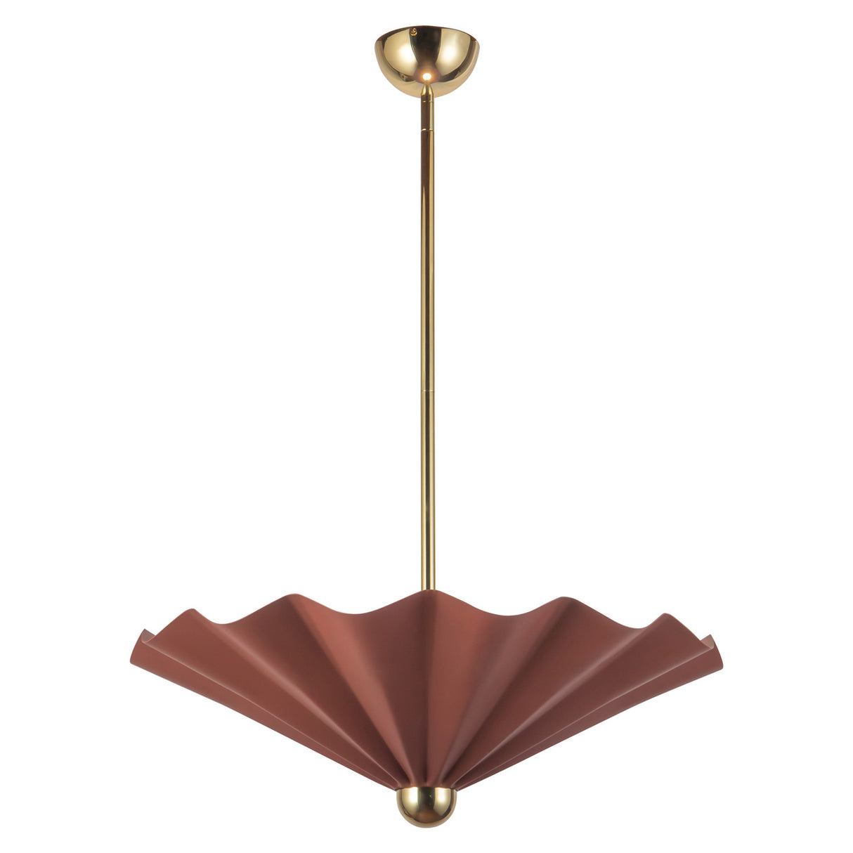 Babette Large LED Pendant 25", Maroon and Brass