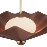 Babette Large LED Pendant 25", Maroon and Brass