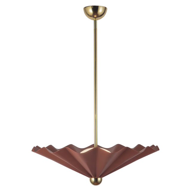 Babette Large LED Pendant 25", Maroon and Brass
