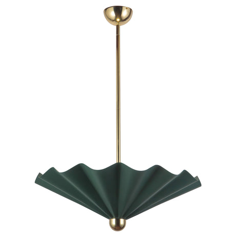 Babette Large LED Pendant 25", Hunter Green and Brass