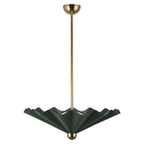 Babette Large LED Pendant 25", Hunter Green and Brass