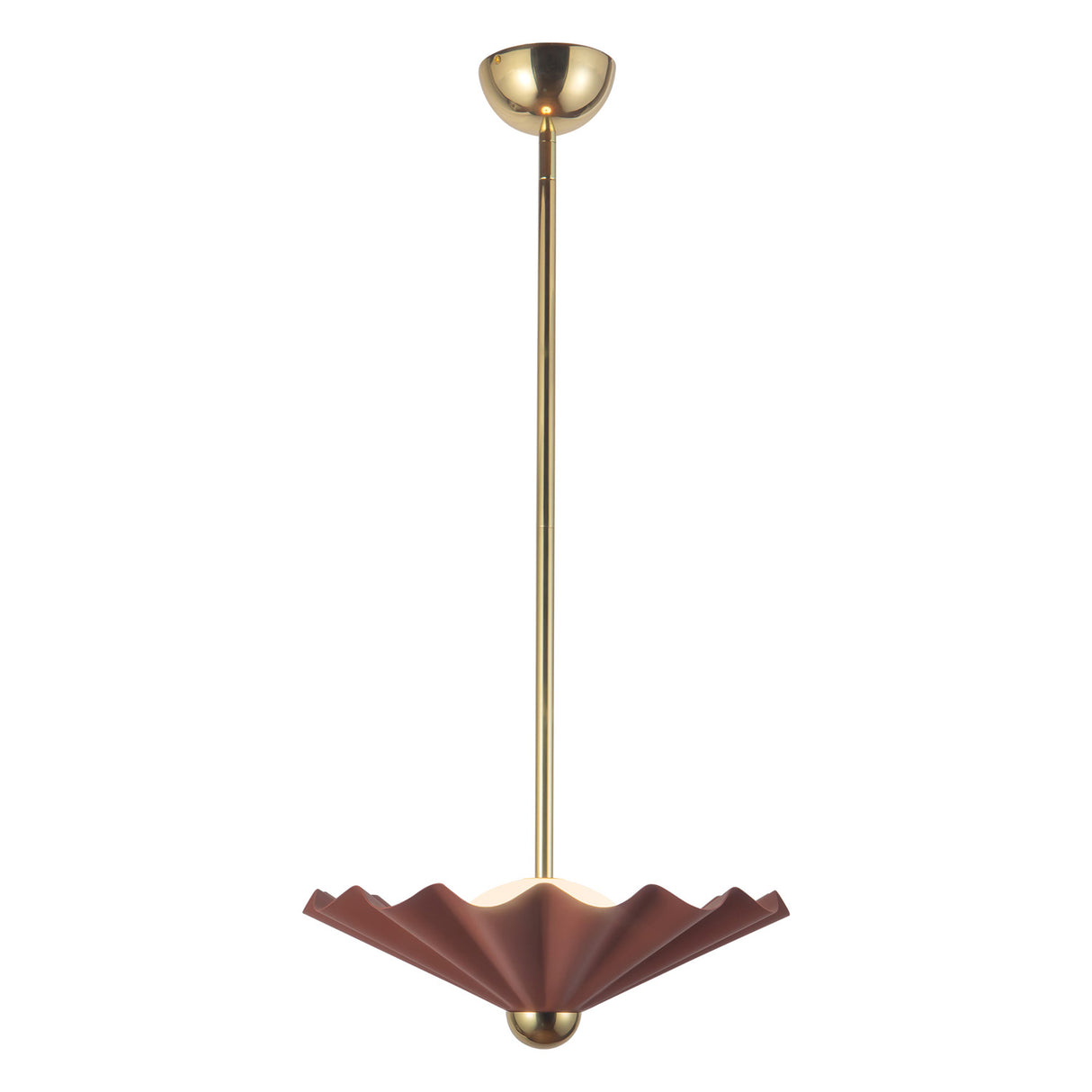 Babette Medium LED Pendant 16", Maroon and Brass
