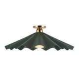 Babette Large Semi-Flush 25", Hunter Green and Brass