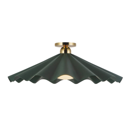 Babette Large Semi-Flush 25", Hunter Green and Brass