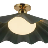 Babette Large Semi-Flush 25", Hunter Green and Brass