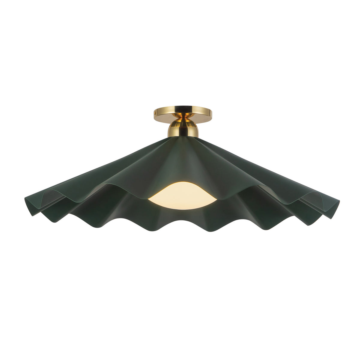Babette Large Semi-Flush 25", Hunter Green and Brass