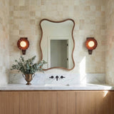 Babette Wall Sconce 17", Maroon and Walnut