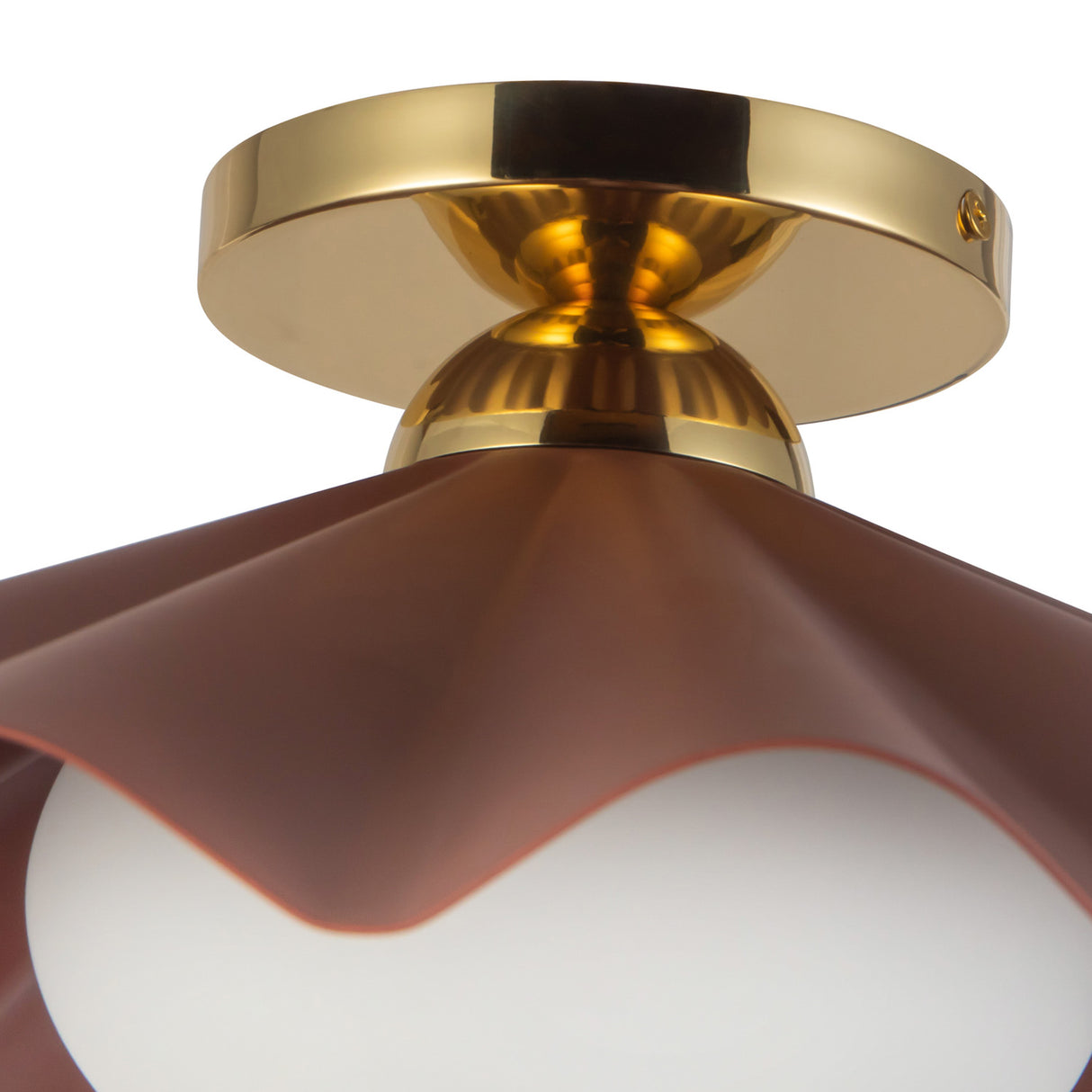 Babette Medium Semi-Flush 16", Maroon and Brass