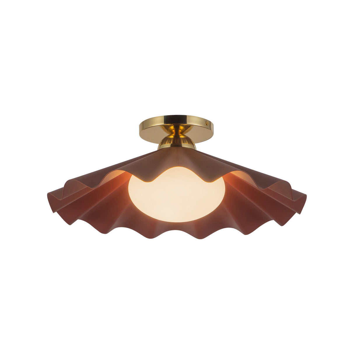 Babette Medium Semi-Flush 16", Maroon and Brass