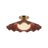 Babette Medium Semi-Flush 16", Maroon and Brass