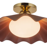 Babette Medium Semi-Flush 16", Maroon and Brass
