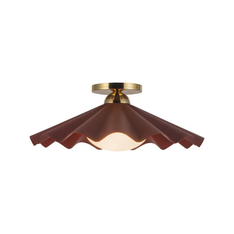 Babette Medium Semi-Flush 16", Maroon and Brass