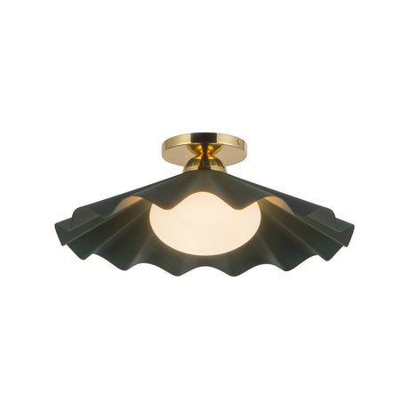 Babette Medium Semi-Flush 16", Hunter Green and Brass