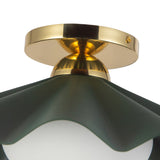 Babette Medium Semi-Flush 16", Hunter Green and Brass