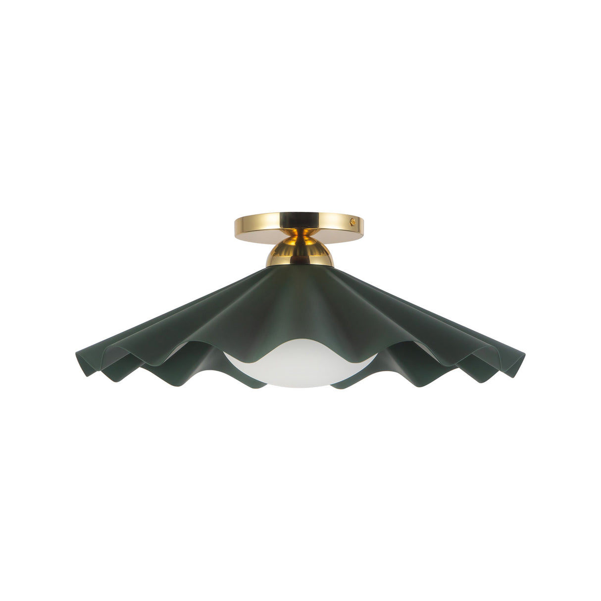 Babette Medium Semi-Flush 16", Hunter Green and Brass