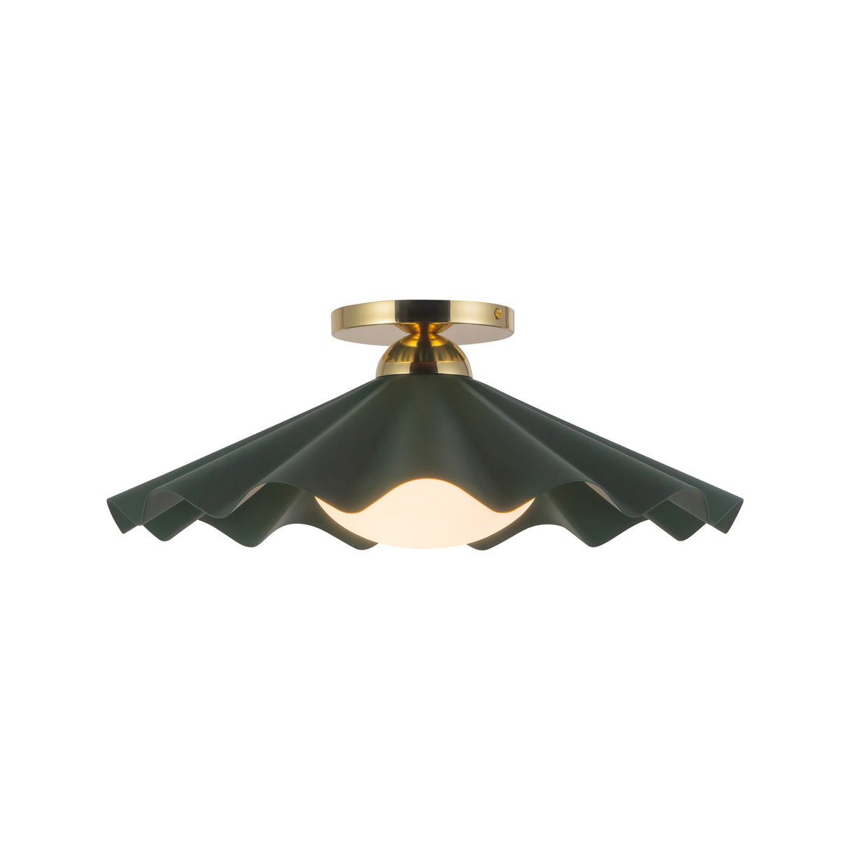 Babette Medium Semi-Flush 16", Hunter Green and Brass