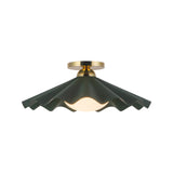 Babette Medium Semi-Flush 16", Hunter Green and Brass