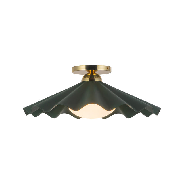 Babette Medium Semi-Flush 16", Hunter Green and Brass