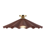 Babette Large Semi-Flush 25", Maroon and Brass