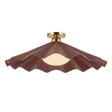 Babette Large Semi-Flush 25", Maroon and Brass