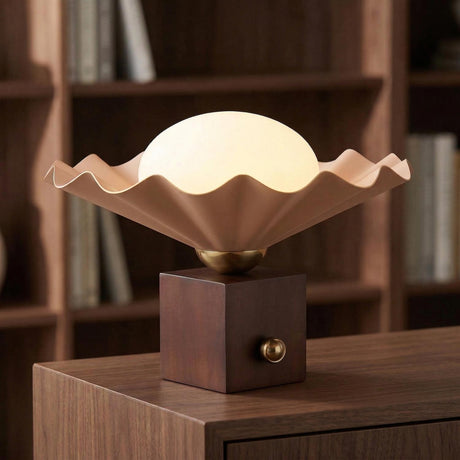 Babette Small Table Lamp 9", Blush and Walnut