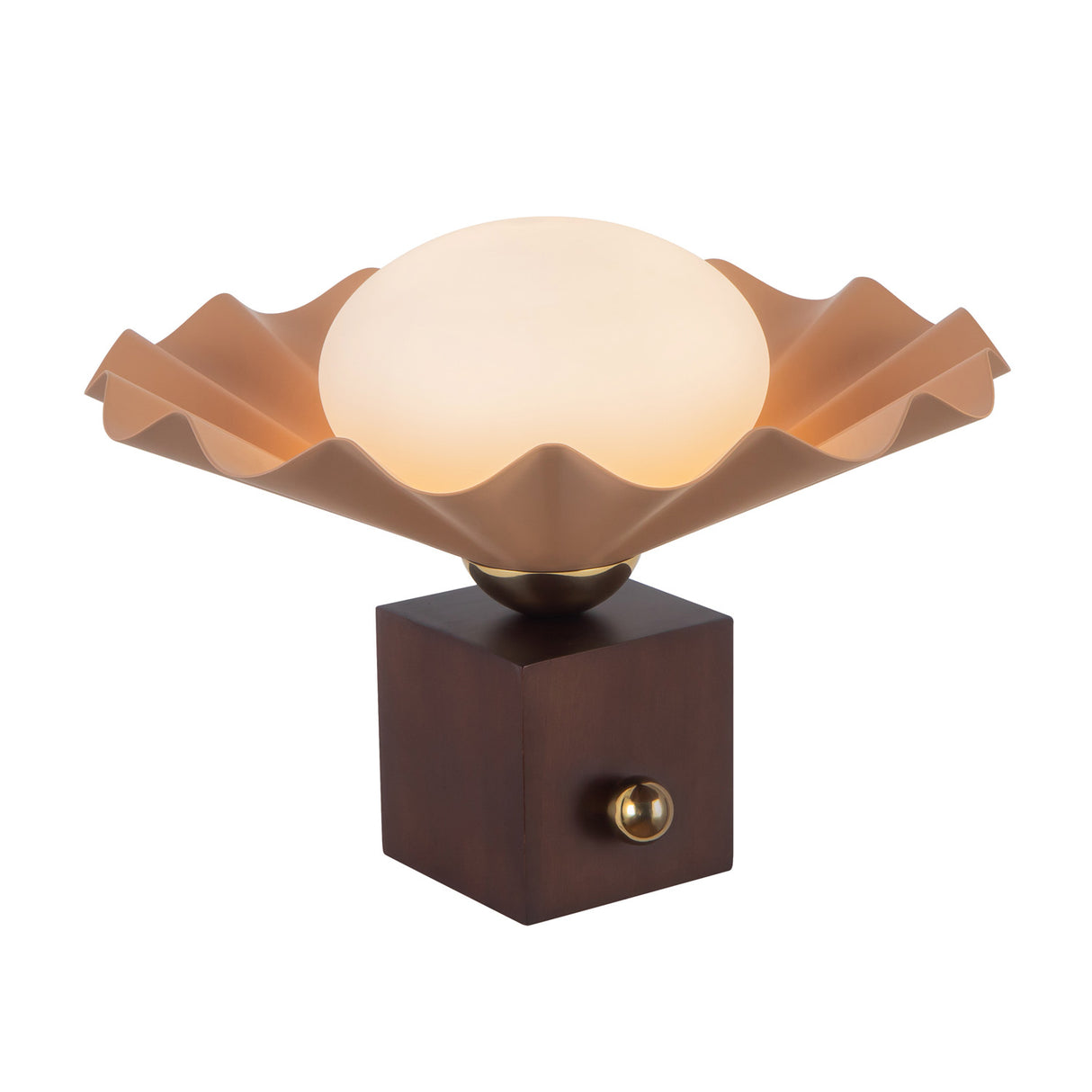 Babette Small Table Lamp 9", Blush and Walnut