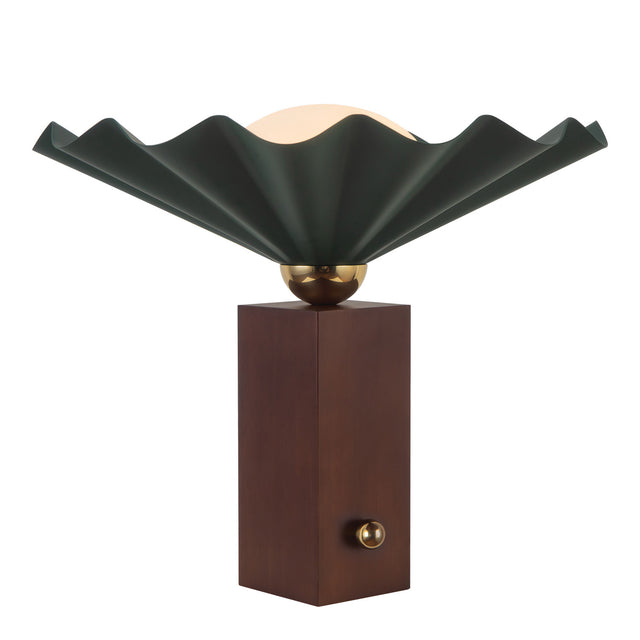 Babette Medium Table Lamp 14", Hunter Green and Walnut