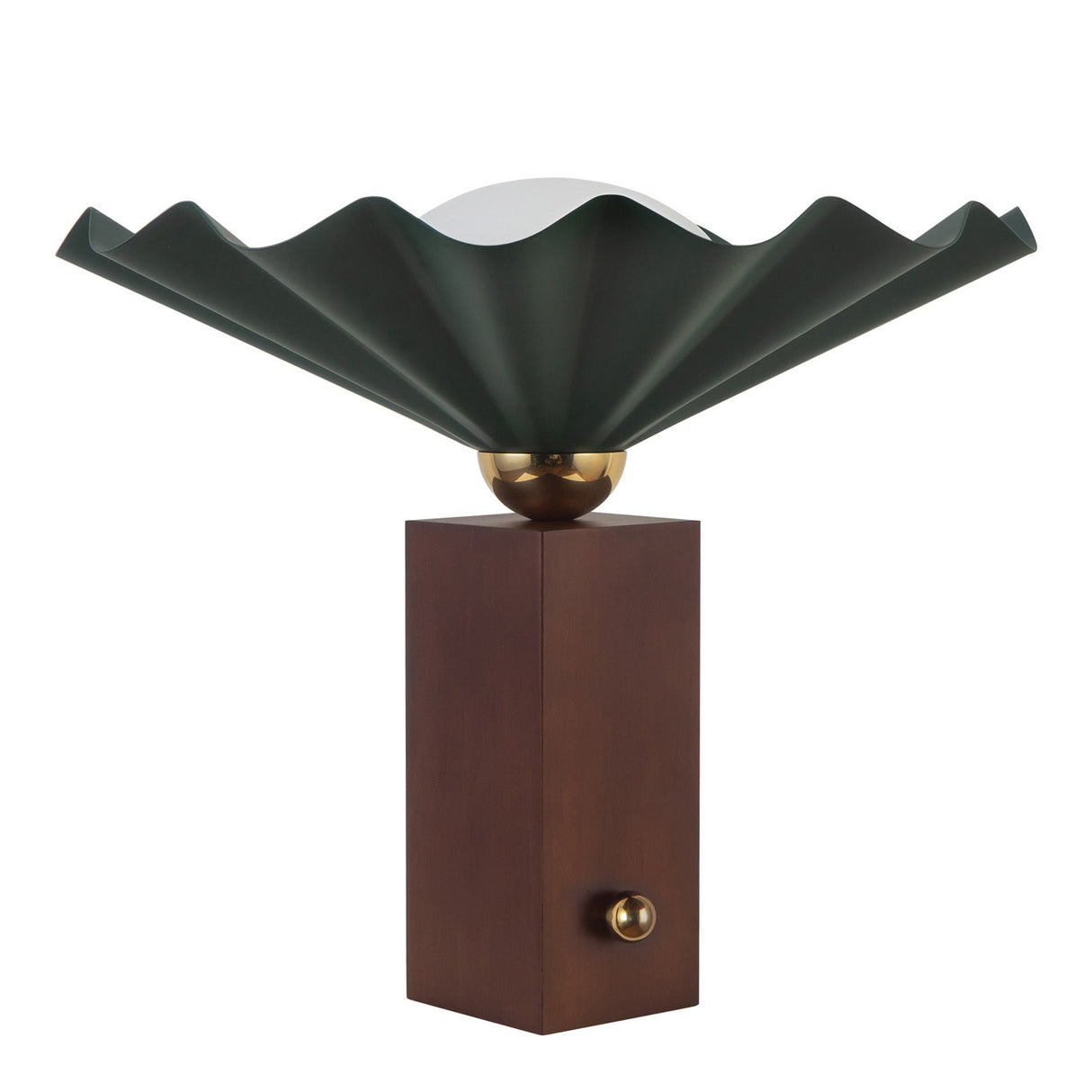 Babette Medium Table Lamp 14", Hunter Green and Walnut