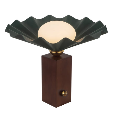 Babette Medium Table Lamp 14", Hunter Green and Walnut