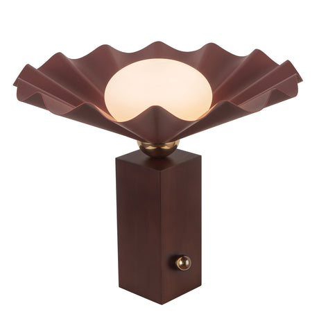 Babette Medium Table Lamp 14", Maroon and Walnut