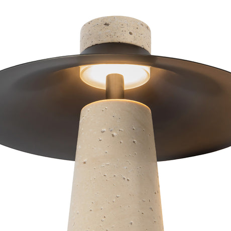 Akari Rechargeable Table Lamp 12", Travertine and Urban Bronze