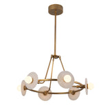 Bren LED Chandelier 28", Vintage Brass and Alabaster