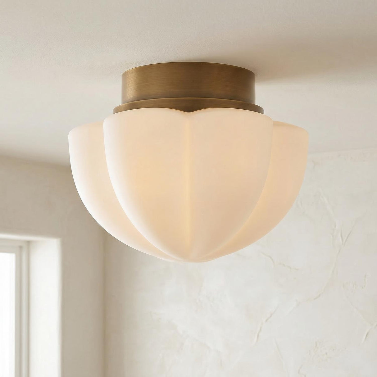 Lorna Medium Flush Mount 15", Vintage Bronze and Opal Glass