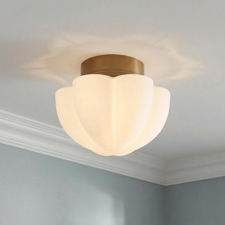 Lorna Medium Flush Mount 15", Vintage Bronze and Opal Glass