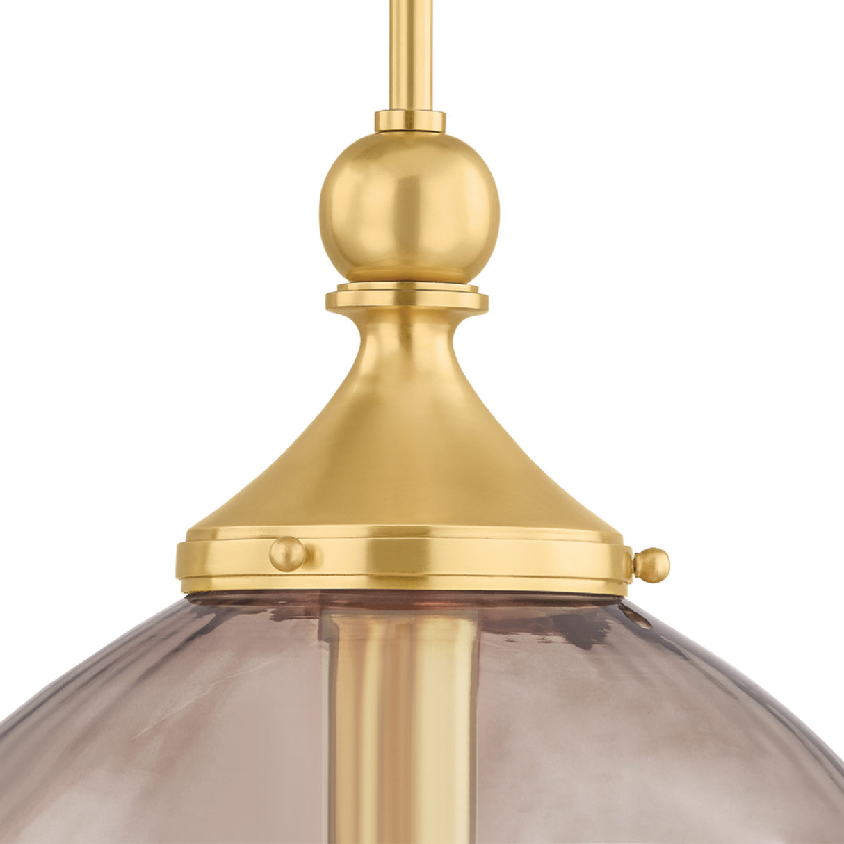 Octavia Small Pendant 12", Aged Brass and Smoke Taupe Ribbed Glass