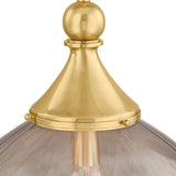 Octavia Medium Pendant 16", Aged Brass and Smoke Taupe Ribbed Glass