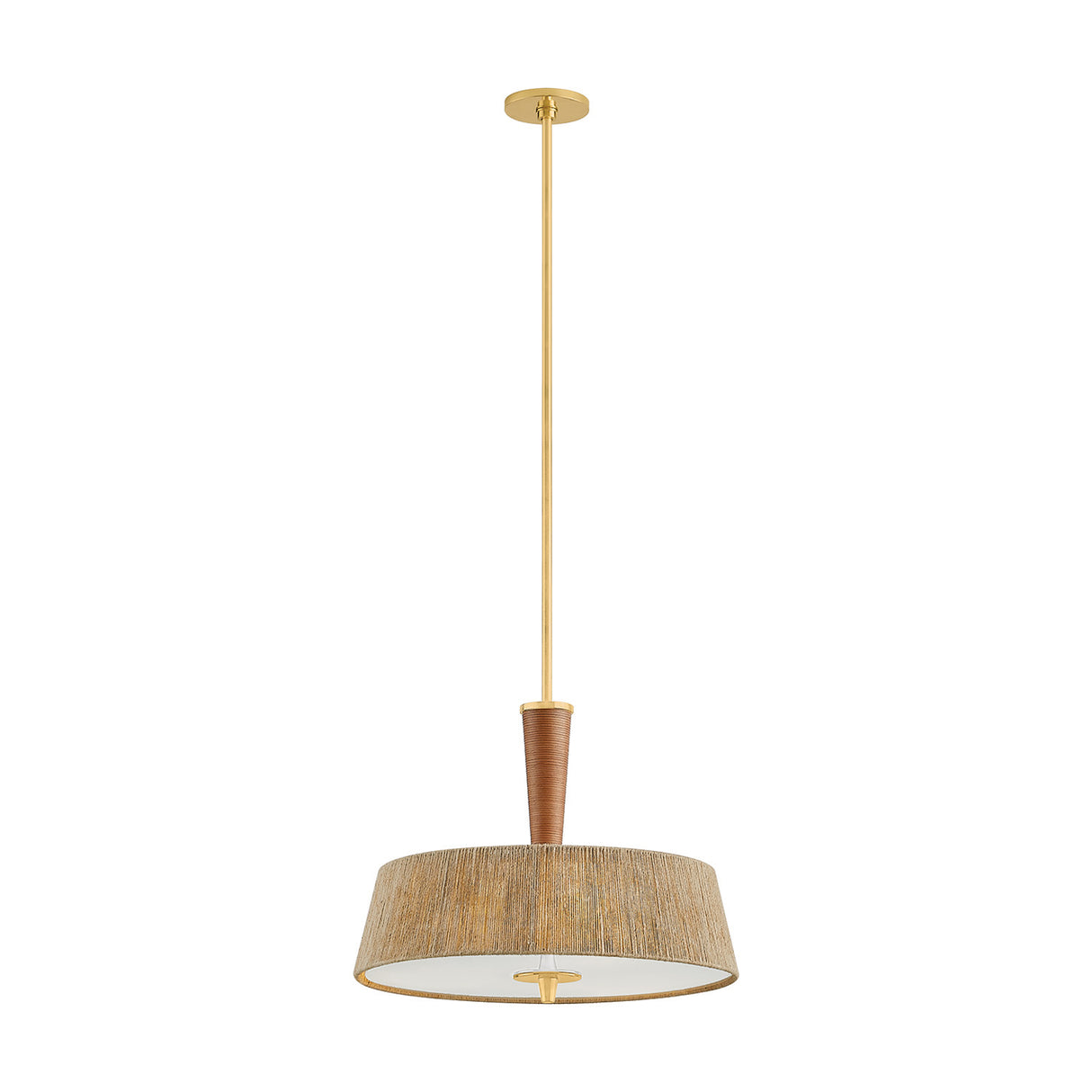 Pascal Large Pendant 22", Jute, Rattan and Aged Brass