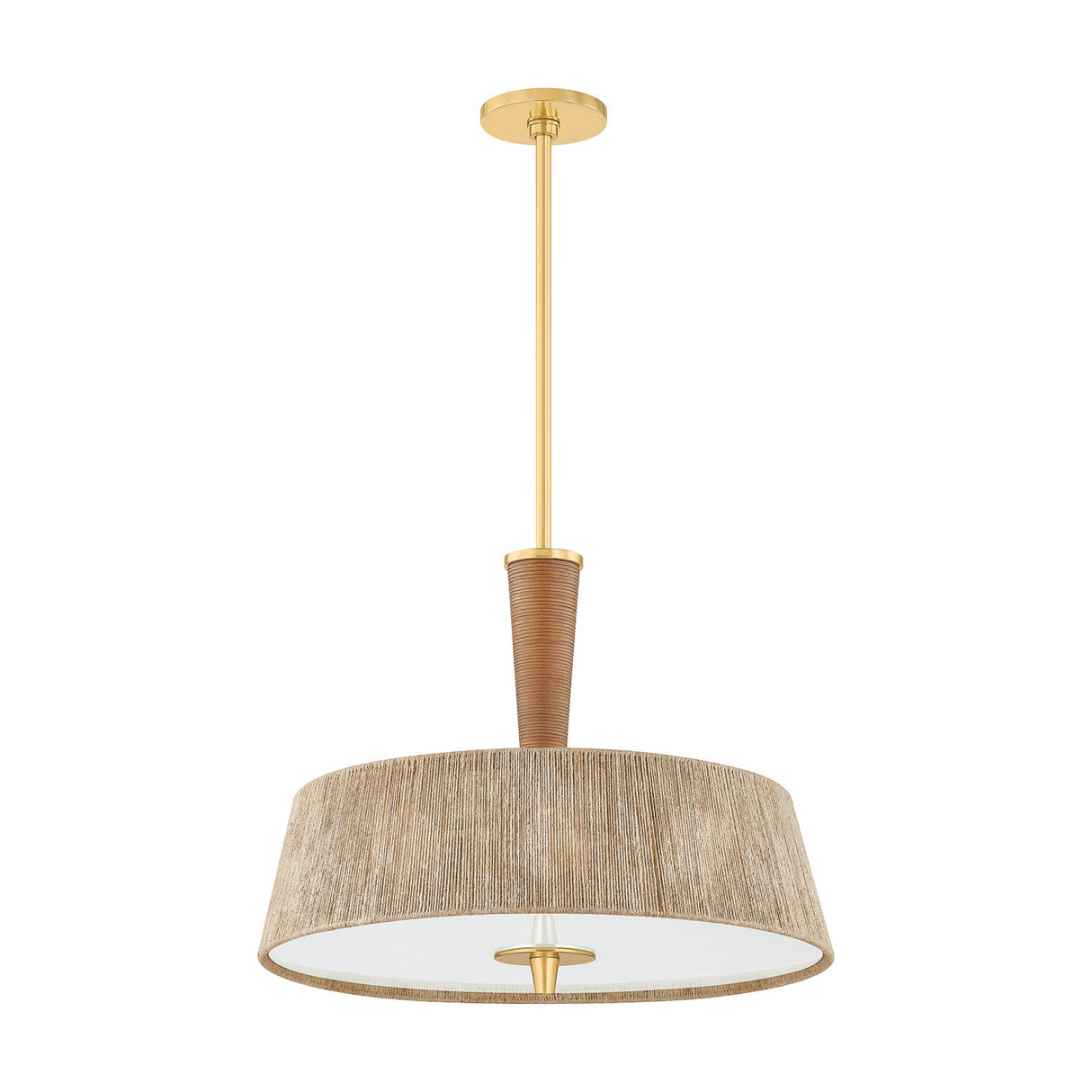 Pascal Large Pendant 22", Jute, Rattan and Aged Brass