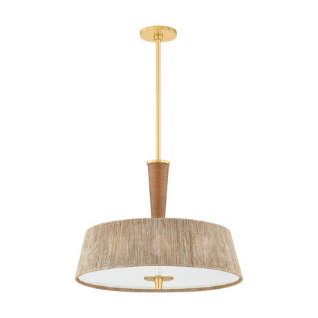 Pascal Large Pendant 22", Jute, Rattan and Aged Brass