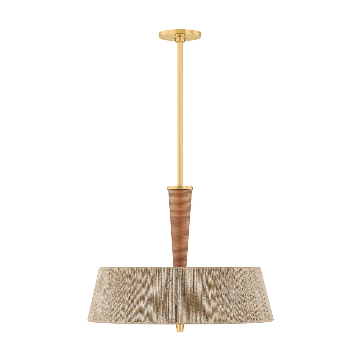 Pascal Large Pendant 22", Jute, Rattan and Aged Brass