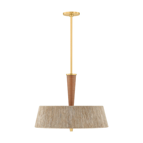 Pascal Large Pendant 22", Jute, Rattan and Aged Brass