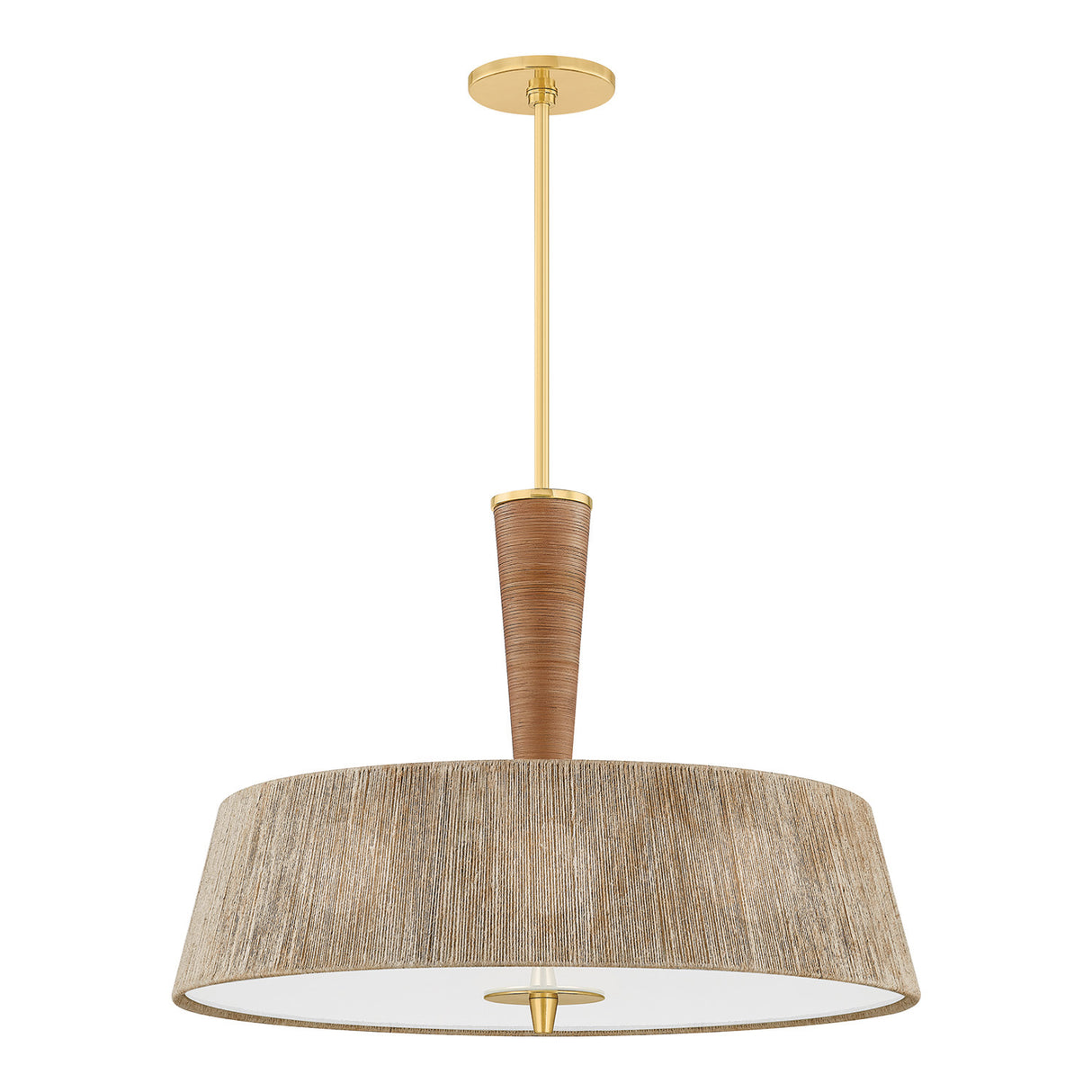 Pascal Extra Large Pendant 30", Jute, Rattan and Aged Brass