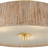 Pascal Flush Mount 18", Jute and Aged Brass