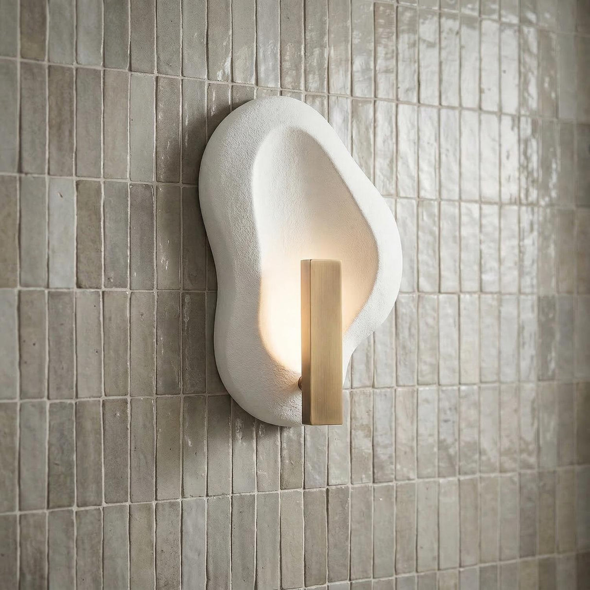 Ravel LED Wall Sconce 14", White Ceramic and Patina Brass