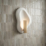 Ravel LED Wall Sconce 14", White Ceramic and Patina Brass