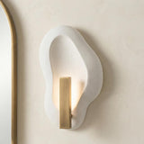 Ravel LED Wall Sconce 14", White Ceramic and Patina Brass