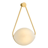 Maxine LED Wall Sconce 18", Aged Brass and Matte Cloud Glass