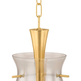 Arianne Medium Pendant 17", Aged Brass and Smoke Taupe Glass