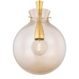 Arianne Medium Pendant 17", Aged Brass and Smoke Taupe Glass